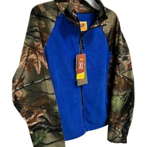 NWT TrailCrest Kids XL‎ Blue Camo Fleece Zip Jacket Casual Warm Fall